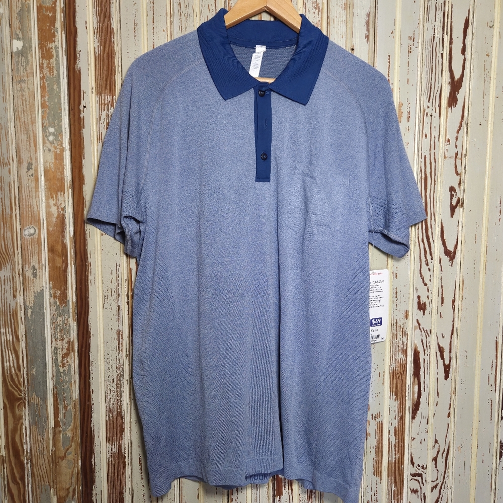 lululemon athletica Heathered Blue Polo Shirt